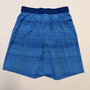 Lululemon Shorts Mens Large Blue Striped 9 Inch Athletic Running Training Gym